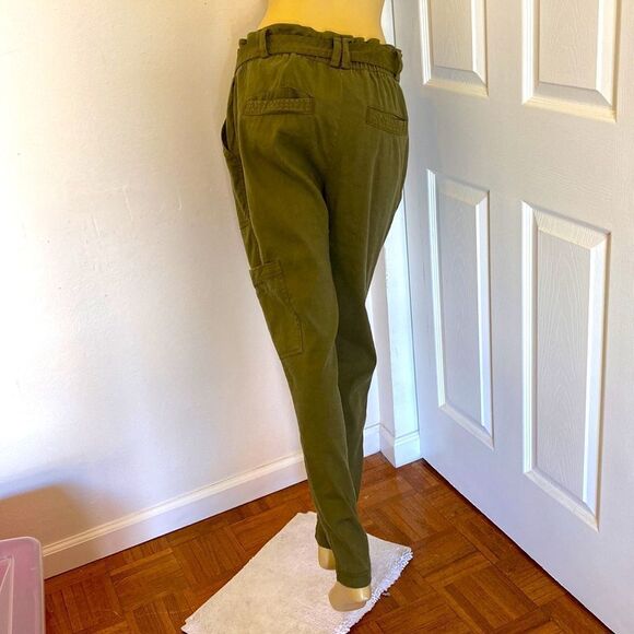Elevenses Elastic waist Linen Rayon Green Pants - Picture 4 of 7